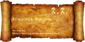 Krajcsik Karina névjegykártya